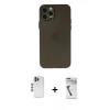 MARSİLYAN™- iPhone 12 Pro Kılıf Atlas Minimal Prime - Şeffaf Uv Polymer Nano Ekran Koruyucu + Shine Kamera Lens - MI