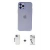 MARSİLYAN™- iPhone 12 Pro Kılıf Atlas Minimal Prime - Şeffaf Uv Polymer Nano Ekran Koruyucu + Shine Kamera Lens - MI