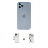 MARSİLYAN™- iPhone 12 Pro Kılıf Atlas Minimal Prime - Şeffaf Uv Polymer Nano Ekran Koruyucu + Shine Kamera Lens - MI