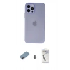 MARSİLYAN™- iPhone 12 Pro Kılıf Atlas Minimal Prime - Şeffaf Uv Polymer Nano Ekran Koruyucu + Shine Kamera Lens Koruma Cam - GI