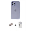 MARSİLYAN™- iPhone 12 Pro Kılıf Atlas Minimal Prime - Şeffaf Uv Polymer Nano Ekran Koruyucu + Shine Kamera Lens Koruma Cam - SABE
