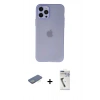 MARSİLYAN™- iPhone 12 Pro Kılıf Atlas Minimal Prime - Şeffaf Uv Polymer Nano Ekran Koruyucu + Renkli Kamera Lens Koruma Cam - YL