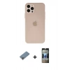 MARSİLYAN™- iPhone 12 Pro Kılıf Atlas Minimal Prime - Siyah 34D Hayalet Izgaralı Cam + Metal Kamera Lens Koruma Cam - MR