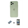 MARSİLYAN™- iPhone 12 Pro Kılıf Atlas Minimal Prime - Siyah 34D Hayalet Izgaralı Cam + Metal Kamera Lens Koruma Cam - MR