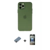 MARSİLYAN™- iPhone 12 Pro Kılıf Atlas Minimal Prime - Siyah 34D Hayalet Izgaralı Cam + Metal Kamera Lens Koruma Cam - MR