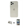 MARSİLYAN™- iPhone 12 Pro Kılıf Atlas Minimal Prime - Siyah 34D Hayalet Izgaralı Cam + Rainbow Kamera Lens Koruma Cam - GD