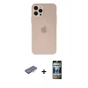 MARSİLYAN™- iPhone 12 Pro Kılıf Atlas Minimal Prime - Siyah 34D Hayalet Izgaralı Cam + Renkli Kamera Lens Koruma Cam - TU
