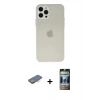 MARSİLYAN™- iPhone 12 Pro Kılıf Atlas Minimal Prime - Siyah 34D Hayalet Izgaralı Cam + Renkli Kamera Lens Koruma Cam - TU