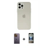 MARSİLYAN™- iPhone 12 Pro Kılıf Atlas Minimal Prime - Siyah 34D Hayalet Izgaralı Cam + Neon Fosforlu Kamera Lens - SI