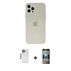 MARSİLYAN™- iPhone 12 Pro Kılıf Atlas Minimal Prime - Siyah 34D Hayalet Izgaralı Cam + Shine Kamera Lens - MI