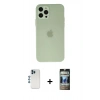 MARSİLYAN™- iPhone 12 Pro Kılıf Atlas Minimal Prime - Siyah 34D Hayalet Izgaralı Cam + Shine Kamera Lens - MI