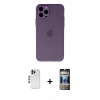 MARSİLYAN™- iPhone 12 Pro Kılıf Atlas Minimal Prime - Siyah 34D Hayalet Izgaralı Cam + Shine Kamera Lens - MI