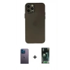 MARSİLYAN™- iPhone 12 Pro Kılıf Atlas Minimal Prime - Siyah 360 Mat Full Body Arka Koruyucu + Neon Fosforlu Kamera Lens - MI