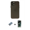 MARSİLYAN™- iPhone 12 Pro Kılıf Atlas Minimal Prime - Siyah 360 Mat Full Body Arka Koruyucu + Metal Kamera Lens Koruma Cam - MR