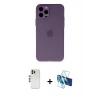MARSİLYAN™- iPhone 12 Pro Kılıf Atlas Minimal Prime - Siyah 3D Antistatik Cam Ekran Koruyucu + Shine Kamera Lens - GS