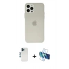 MARSİLYAN™- iPhone 12 Pro Kılıf Atlas Minimal Prime - Siyah 3D Antistatik Cam Ekran Koruyucu + Shine Kamera Lens - MI