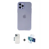 MARSİLYAN™- iPhone 12 Pro Kılıf Atlas Minimal Prime - Siyah 3D Antistatik Cam Ekran Koruyucu + Shine Kamera Lens - MI