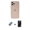 MARSİLYAN™- iPhone 12 Pro Kılıf Atlas Minimal Prime - Siyah 3D Antistatik Hayalet Cam Ekran Koruyucu + Metal Kamera Lens Koruma Cam - MI