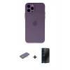 MARSİLYAN™- iPhone 12 Pro Kılıf Atlas Minimal Prime - Siyah 3D Antistatik Hayalet Cam Ekran Koruyucu + Renkli Kamera Lens Koruma Cam - MI