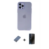 MARSİLYAN™- iPhone 12 Pro Kılıf Atlas Minimal Prime - Siyah 3D Antistatik Hayalet Cam Ekran Koruyucu + Metal Kamera Lens Koruma Cam - AKYL