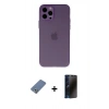 MARSİLYAN™- iPhone 12 Pro Kılıf Atlas Minimal Prime - Siyah 3D Antistatik Hayalet Cam Ekran Koruyucu + Metal Kamera Lens Koruma Cam - AKYL