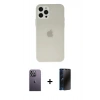 MARSİLYAN™- iPhone 12 Pro Kılıf Atlas Minimal Prime - Siyah 3D Antistatik Hayalet Cam Ekran Koruyucu + Neon Fosforlu Kamera Lens - BZ