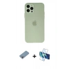 MARSİLYAN™- iPhone 12 Pro Kılıf Atlas Minimal Prime - Siyah 3D Antistatik Seramik Nano Ekran Koruyucu + Shine Kamera Lens Koruma Cam - GI