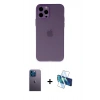 MARSİLYAN™- iPhone 12 Pro Kılıf Atlas Minimal Prime - Siyah 3D Antistatik Seramik Nano Ekran Koruyucu + Neon Fosforlu Kamera Lens - MI