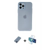 MARSİLYAN™- iPhone 12 Pro Kılıf Atlas Minimal Prime - Siyah 3D Antistatik Seramik Nano Ekran Koruyucu + Metal Kamera Lens Koruma Cam - MI