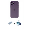 MARSİLYAN™- iPhone 12 Pro Kılıf Atlas Minimal Prime - Siyah 3D Antistatik Seramik Nano Ekran Koruyucu + Shine Kamera Lens Koruma Cam - MI