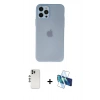 MARSİLYAN™- iPhone 12 Pro Kılıf Atlas Minimal Prime - Siyah 3D Antistatik Seramik Nano Ekran Koruyucu + Shine Kamera Lens - GS