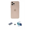 MARSİLYAN™- iPhone 12 Pro Kılıf Atlas Minimal Prime - Siyah 3D Antistatik Seramik Nano Ekran Koruyucu + Renkli Kamera Lens Koruma Cam - YL