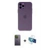 MARSİLYAN™- iPhone 12 Pro Kılıf Atlas Minimal Prime - Siyah 3D Antistatik Seramik Nano Ekran Koruyucu + Neon Fosforlu Kamera Lens - YL