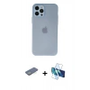 MARSİLYAN™- iPhone 12 Pro Kılıf Atlas Minimal Prime - Siyah 3D Antistatik Seramik Nano Ekran Koruyucu + Renkli Kamera Lens Koruma Cam - YL