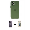 MARSİLYAN™- iPhone 12 Pro Kılıf Atlas Minimal Prime - Siyah 6D Mat Seramik Hayalet Nano Ekran Koruyucu + Neon Fosforlu Kamera Lens - BZ