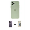 MARSİLYAN™- iPhone 12 Pro Kılıf Atlas Minimal Prime - Siyah 6D Mat Seramik Hayalet Nano Ekran Koruyucu + Neon Fosforlu Kamera Lens - BZ
