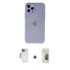 MARSİLYAN™- iPhone 12 Pro Kılıf Atlas Minimal Prime - Siyah 6D Mat Seramik Hayalet Nano Ekran Koruyucu + Shine Kamera Lens - MI