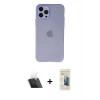 MARSİLYAN™- iPhone 12 Pro Kılıf Atlas Minimal Prime - Siyah 6D Mat Seramik Hayalet Nano Ekran Koruyucu + Kamera Lens Koruma Cam - SF