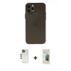 MARSİLYAN™- iPhone 12 Pro Kılıf Atlas Minimal Prime - Siyah 6D Mat Seramik Hayalet Nano Ekran Koruyucu + Shine Kamera Lens - GD