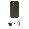 MARSİLYAN™- iPhone 12 Pro Kılıf Atlas Minimal Prime - Siyah 6D Mat Seramik Hayalet Nano Ekran Koruyucu + Kamera Lens Koruma Cam - SF