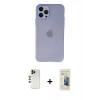 MARSİLYAN™- iPhone 12 Pro Kılıf Atlas Minimal Prime - Siyah 6D Mat Seramik Hayalet Nano Ekran Koruyucu + Shine Kamera Lens - GD