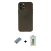 MARSİLYAN™- iPhone 12 Pro Kılıf Atlas Minimal Prime - Siyah Polymer Nano Ekran Koruyucu + Metal Kamera Lens Koruma Cam - GS