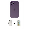 MARSİLYAN™- iPhone 12 Pro Kılıf Atlas Minimal Prime - Siyah Polymer Nano Ekran Koruyucu + Shine Kamera Lens - GS