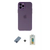 MARSİLYAN™- iPhone 12 Pro Kılıf Atlas Minimal Prime - Siyah Polymer Nano Ekran Koruyucu + Metal Kamera Lens Koruma Cam - MI