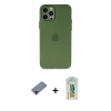 MARSİLYAN™- iPhone 12 Pro Kılıf Atlas Minimal Prime - Siyah Polymer Nano Ekran Koruyucu + Metal Kamera Lens Koruma Cam - KI