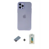 MARSİLYAN™- iPhone 12 Pro Kılıf Atlas Minimal Prime - Siyah Polymer Nano Ekran Koruyucu + Metal Kamera Lens Koruma Cam - KI