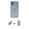 MARSİLYAN™- iPhone 12 Pro Kılıf Atlas Minimal Prime - Siyah Polymer Nano Ekran Koruyucu + Metal Kamera Lens Koruma Cam - MI