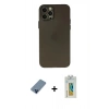 MARSİLYAN™- iPhone 12 Pro Kılıf Atlas Minimal Prime - Siyah Polymer Nano Ekran Koruyucu + Metal Kamera Lens Koruma Cam - MI