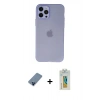 MARSİLYAN™- iPhone 12 Pro Kılıf Atlas Minimal Prime - Siyah Polymer Nano Ekran Koruyucu + Metal Kamera Lens Koruma Cam - MI