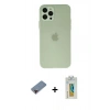 MARSİLYAN™- iPhone 12 Pro Kılıf Atlas Minimal Prime - Siyah Polymer Nano Ekran Koruyucu + Metal Kamera Lens Koruma Cam - KI